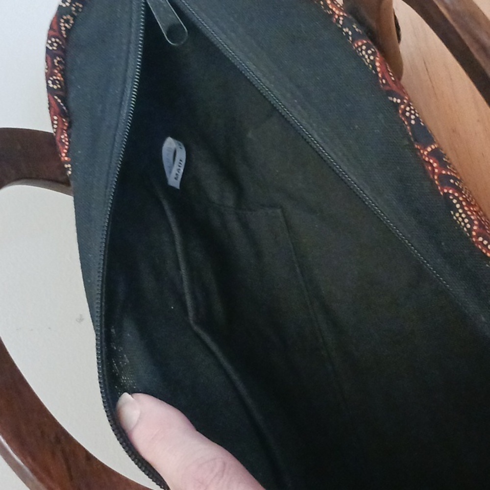 Thailand Woven Basket/Fabric/Wood Zippered Purse - Picture 11 of 16